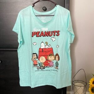 Hybrid Apparel Peanuts Graphic T-Shirt - Aqua Blue Women’s